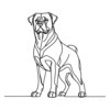 Minimalist Line Art of a Majestic Rottweiler Standing Firm