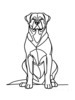 Minimalist Line Art of a Majestic Rottweiler Standing Firm