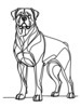 Minimalist Line Art of a Majestic Rottweiler Standing Firm