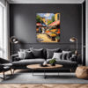 Rural Market Scene Living Room Demo