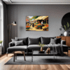 Rural Market Scene Living Room Demo