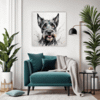 Scottie Dog Illustration Living Room Demo