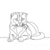 Minimalist Line Art of a Charming Scottish Fold Cat