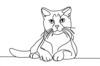 Minimalist Line Art of a Charming Scottish Fold Cat