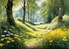 Secluded Glade Filled with Wildflowers and Dappled Sunlight Landscape Print
