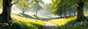 Secluded Glade Filled with Wildflowers and Dappled Sunlight Landscape Print