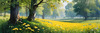 Secluded Glade Filled with Wildflowers and Dappled Sunlight Landscape Print