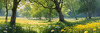 Secluded Glade Filled with Wildflowers and Dappled Sunlight Landscape Print