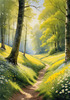 Secluded Glade Filled with Wildflowers and Dappled Sunlight Landscape Print