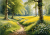 Secluded Glade Filled with Wildflowers and Dappled Sunlight Landscape Print