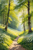 Secluded Glade Filled with Wildflowers and Dappled Sunlight Landscape Print
