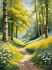Secluded Glade Filled with Wildflowers and Dappled Sunlight Landscape Print