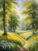 Secluded Glade Filled with Wildflowers and Dappled Sunlight Landscape Print