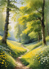 Secluded Glade Filled with Wildflowers and Dappled Sunlight Landscape Print