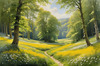 Secluded Glade Filled with Wildflowers and Dappled Sunlight Landscape Print