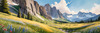 Serene Alpine Meadow with Wildflowers and Granite Mountain Peaks Wall Art