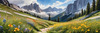 Serene Alpine Meadow with Wildflowers and Granite Mountain Peaks Wall Art