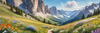 Serene Alpine Meadow with Wildflowers and Granite Mountain Peaks Wall Art