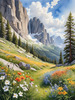 Serene Alpine Meadow with Wildflowers and Granite Mountain Peaks Wall Art