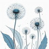 Abstract Tranquil Dandelions Against Soft Blue Sky Art Print