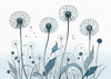 Abstract Tranquil Dandelions Against Soft Blue Sky Art Print