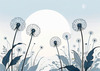 Abstract Tranquil Dandelions Against Soft Blue Sky Art Print