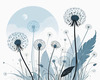 Abstract Tranquil Dandelions Against Soft Blue Sky Art Print