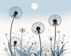 Abstract Tranquil Dandelions Against Soft Blue Sky Art Print