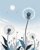 Abstract Tranquil Dandelions Against Soft Blue Sky Art Print