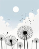 Abstract Tranquil Dandelions Against Soft Blue Sky Art Print