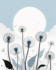 Abstract Tranquil Dandelions Against Soft Blue Sky Art Print