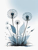 Abstract Tranquil Dandelions Against Soft Blue Sky Art Print
