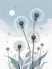 Abstract Tranquil Dandelions Against Soft Blue Sky Art Print