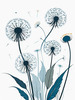 Abstract Tranquil Dandelions Against Soft Blue Sky Art Print