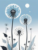 Abstract Tranquil Dandelions Against Soft Blue Sky Art Print