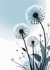 Abstract Tranquil Dandelions Against Soft Blue Sky Art Print