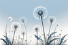 Abstract Tranquil Dandelions Against Soft Blue Sky Art Print
