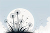 Abstract Tranquil Dandelions Against Soft Blue Sky Art Print