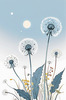 Abstract Tranquil Dandelions Against Soft Blue Sky Art Print