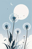 Abstract Tranquil Dandelions Against Soft Blue Sky Art Print