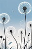 Abstract Tranquil Dandelions Against Soft Blue Sky Art Print