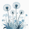 Abstract Tranquil Dandelions Against Soft Blue Sky Art Print