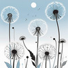 Abstract Tranquil Dandelions Against Soft Blue Sky Art Print