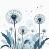 Abstract Tranquil Dandelions Against Soft Blue Sky Art Print