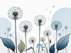 Abstract Tranquil Dandelions Against Soft Blue Sky Art Print