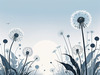 Abstract Tranquil Dandelions Against Soft Blue Sky Art Print