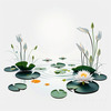 Minimalistic Serene Lily Pond with Abstract Lotus Flowers Nature Art