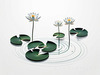 Minimalistic Serene Lily Pond with Abstract Lotus Flowers Nature Art