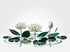 Minimalistic Serene Lily Pond with Abstract Lotus Flowers Nature Art