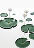 Minimalistic Serene Lily Pond with Abstract Lotus Flowers Nature Art